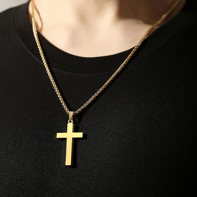RS Cross Necklace for Men Boys Women 16-24 Inches Stainless Steel Cross Pendant Chain Religious Gift - Image 5